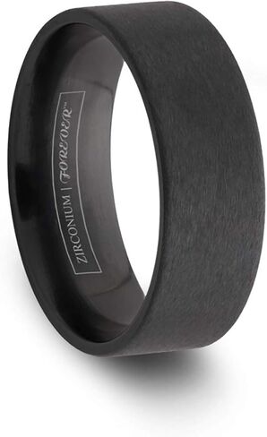 True Tungsten Big Horn Flat Brushed Black Zirconium Wedding Ring - 6mm 8mm in Kuwait