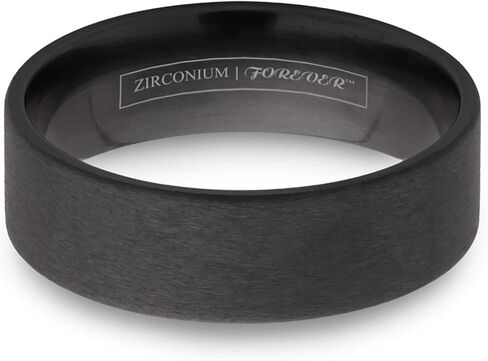 True Tungsten Big Horn Flat Brushed Black Zirconium Wedding Ring - 6mm 8mm in Kuwait