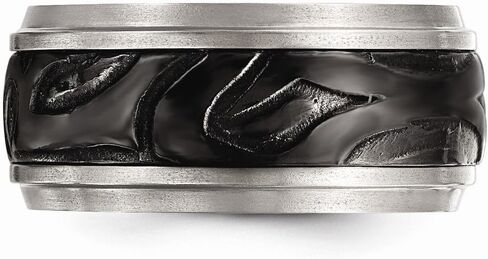 Solid Titanium Men's and Black Titanium Men's-Inlay Unique Design Wedding Band Ring in Saudi Arabia