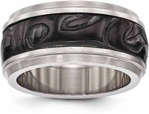 Solid Titanium Men's and Black Titanium Men's-Inlay Unique Design Wedding Band Ring in Saudi Arabia