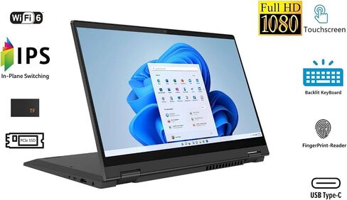 2022 New Flagship Lenovo Premium Flex 14 Convertible Laptop: 14" FHD IPS Touchscreen, Dynamic 8-Core AMD Ryzen 7 5700U, 16GB RAM, 1TB SSD, WiFi-6, HDMI, USB-C, Backlit-KYB, FP-Reader, Win11, T.F in Kuwait