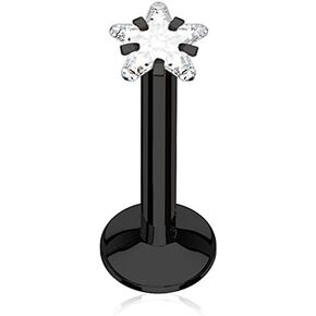Star CZ Prong Set PVD Over All 316L Internally Threaded Labret Monroe Cartilage Stud Ring Surgical Steel in Saudi Arabia