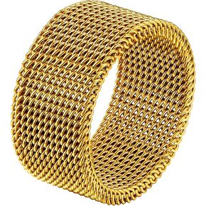 Trendy Mesh Band Rings for Men Women, Minimalist, Wide Comfort Fit Chunky Ring, Silver/Gold/Black/Colorful, Size #7-#12, Come Gift Box in Saudi Arabia