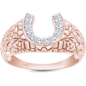1/5 Carat Round Cut White Natural Diamond Horseshoe Nugget Men's Band Ring In 10k White Gold (0.2 Cttw) in Saudi Arabia