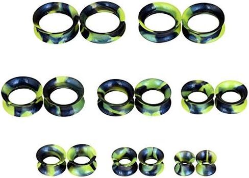 Stuppendux 1 زوج ملون لينة سيليكون مرنة الأذن الجلد الأنفاق المقابس المتوسع مقاييس ثقب الجسم جوفاء 2G-3/4 in Kuwait