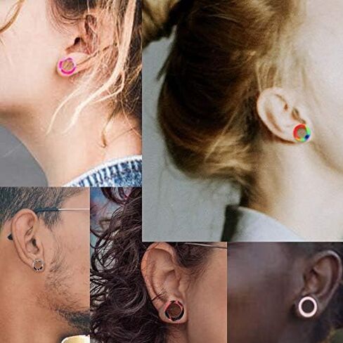 Stuppendux 1 زوج ملون لينة سيليكون مرنة الأذن الجلد الأنفاق المقابس المتوسع مقاييس ثقب الجسم جوفاء 2G-3/4 in Kuwait