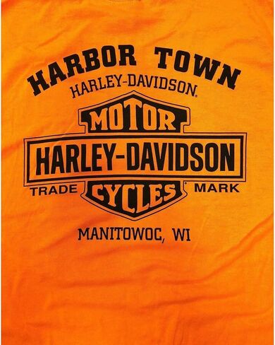 Harley-Davidson Mens Bar and Shield Long Sleeve, Safety Orange Tee 40290925 in Kuwait