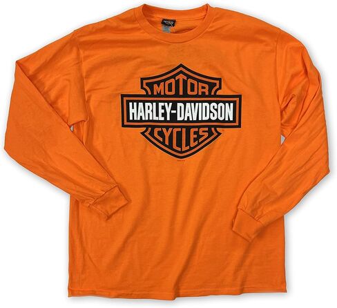 Harley-Davidson Mens Bar and Shield Long Sleeve, Safety Orange Tee 40290925 in Kuwait