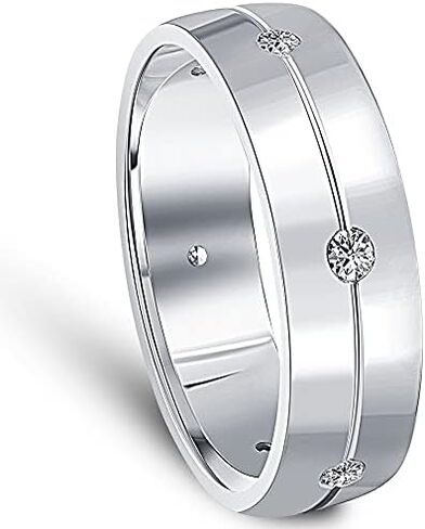 Mens Comfort Fit Bezel Diamond Wedding 14K White Gold Band Ring in Saudi Arabia