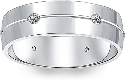 Mens Comfort Fit Bezel Diamond Wedding 14K White Gold Band Ring in Saudi Arabia