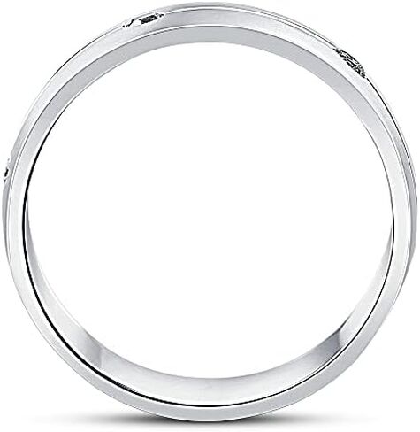 Mens Comfort Fit Bezel Diamond Wedding 14K White Gold Band Ring in Saudi Arabia