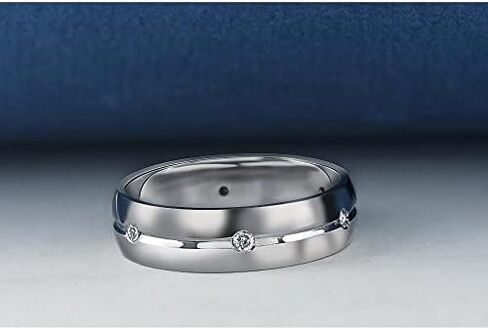 Mens Comfort Fit Bezel Diamond Wedding 14K White Gold Band Ring in Saudi Arabia