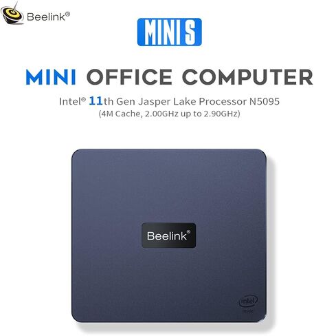 معالج Beelink الجيل الحادي عشر N5095 (2.0 جيجا هرتز إلى 2.9 جيجا هرتز)، كمبيوتر Mini S Mini مع نظام Win 11، 8 جيجا DDR4 / 128 جيجا SSD، كمبيوتر صغير يدعم رسومات 4K UHD / Dual HDMI / 2.4G + 5.0G WiFi5 / BT 4.0 in Kuwait