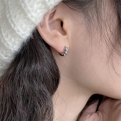SLUYNZ 925 Sterling Silver Twist Hoop Earrings for Women Men Teen Girls Clicker Earrings Huggie Minimalist Punk Earrings in Saudi Arabia
