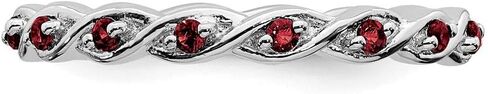 Solid 925 Sterling Silver Stackable Garnet January Red Gemstone Ring Eternity Band in Saudi Arabia