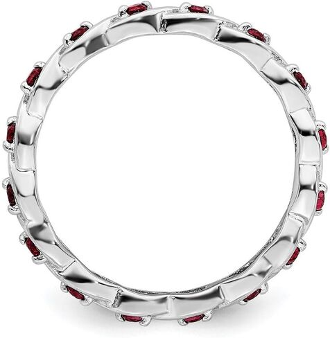 Solid 925 Sterling Silver Stackable Garnet January Red Gemstone Ring Eternity Band in Saudi Arabia