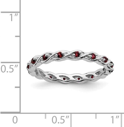 Solid 925 Sterling Silver Stackable Garnet January Red Gemstone Ring Eternity Band in Saudi Arabia