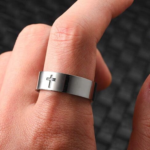 8mm Stainless Steel Classical Simple Plain Christian Cross Religious Wedding Band Ring in Kuwait