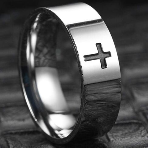 8mm Stainless Steel Classical Simple Plain Christian Cross Religious Wedding Band Ring in Kuwait