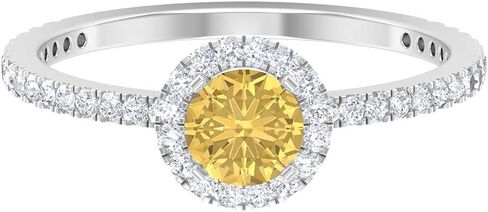 Natural Citrine Engagement Ring, Citrine Engagement Ring with Moissanite Halo, Yellow Citrine Engagement Ring, November Birthstone Ring, 14K Solid Gold in Kuwait