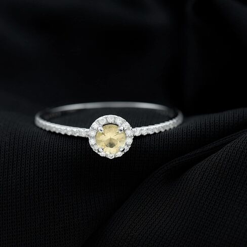 Natural Citrine Engagement Ring, Citrine Engagement Ring with Moissanite Halo, Yellow Citrine Engagement Ring, November Birthstone Ring, 14K Solid Gold in Kuwait