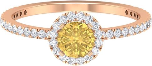 Natural Citrine Engagement Ring, Citrine Engagement Ring with Moissanite Halo, Yellow Citrine Engagement Ring, November Birthstone Ring, 14K Solid Gold in Kuwait