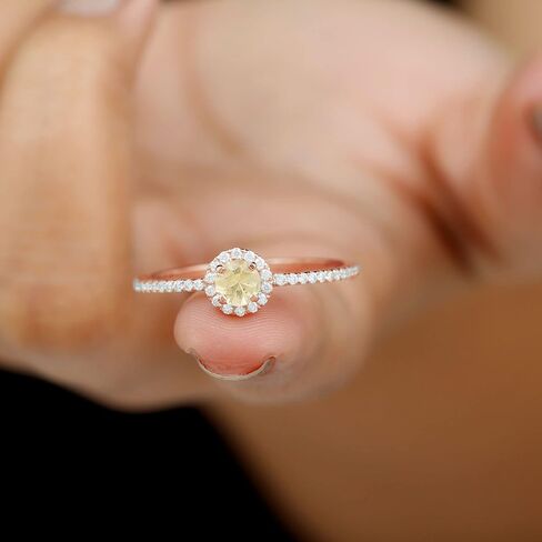 Natural Citrine Engagement Ring, Citrine Engagement Ring with Moissanite Halo, Yellow Citrine Engagement Ring, November Birthstone Ring, 14K Solid Gold in Kuwait