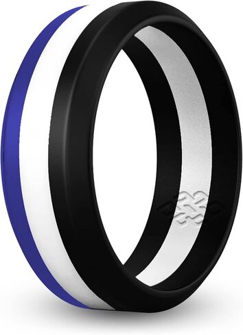 Knot Theory Striped Silicone Ring for Men and Women – Black, Grey, Red, Blue, Orange, Yellow, Purple in Kuwait