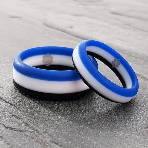 Knot Theory Striped Silicone Ring for Men and Women – Black, Grey, Red, Blue, Orange, Yellow, Purple in Kuwait