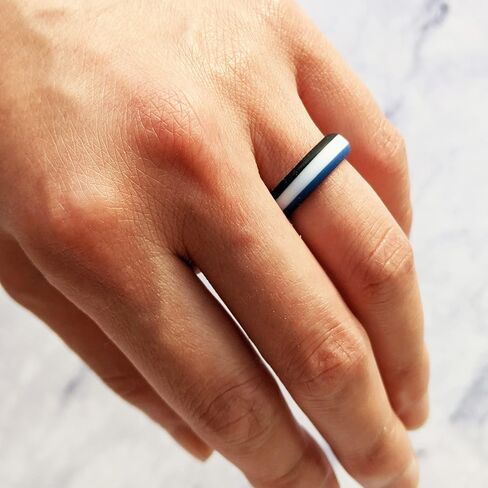 Knot Theory Striped Silicone Ring for Men and Women – Black, Grey, Red, Blue, Orange, Yellow, Purple in Kuwait