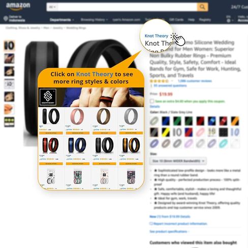 Knot Theory Striped Silicone Ring for Men and Women – Black, Grey, Red, Blue, Orange, Yellow, Purple in Kuwait