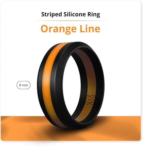 Knot Theory Striped Silicone Ring for Men and Women – Black, Grey, Red, Blue, Orange, Yellow, Purple in Kuwait
