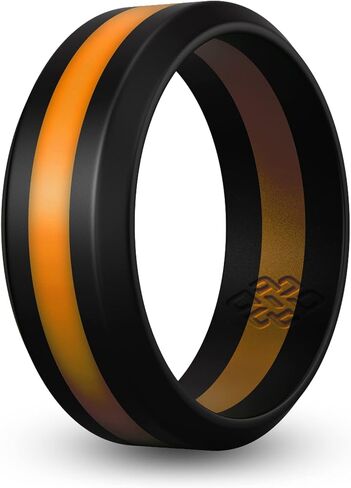 Knot Theory Striped Silicone Ring for Men and Women – Black, Grey, Red, Blue, Orange, Yellow, Purple in Kuwait