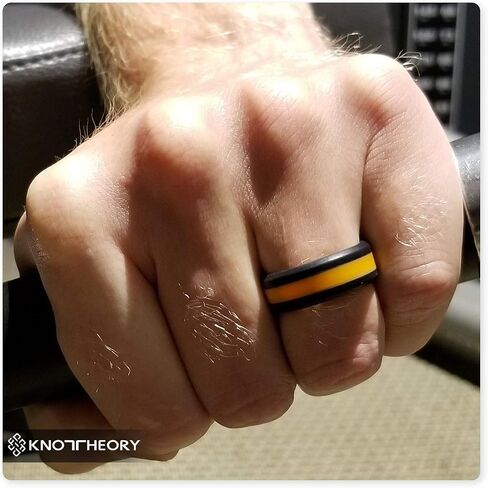 Knot Theory Striped Silicone Ring for Men and Women – Black, Grey, Red, Blue, Orange, Yellow, Purple in Kuwait