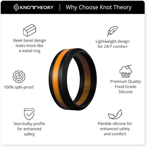 Knot Theory Striped Silicone Ring for Men and Women – Black, Grey, Red, Blue, Orange, Yellow, Purple in Kuwait