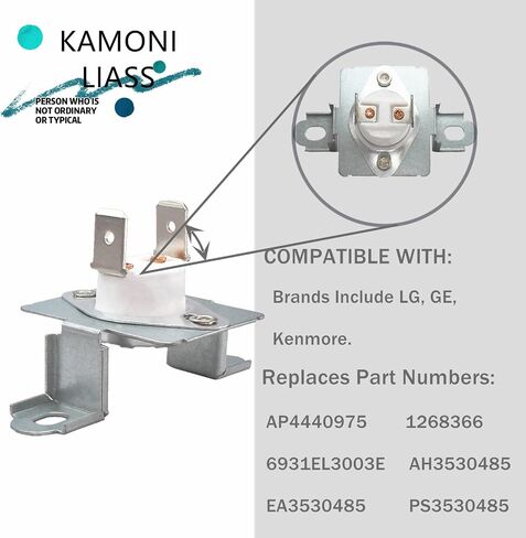 6931EL3003D صمام حراري لمنظم الحرارة، منظم حرارة عالي الحد متوافق مع نماذج مجفف LG وGE وKenmore - يستبدل 1268366، AP4440975، AH3530485، EA3530485، PS3530485 in Saudi Arabia