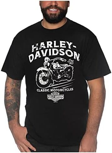 Harley-Davidson Men's Profit Short Sleeve Crew-Neck Cotton T-Shirt - Solid Black in Saudi Arabia