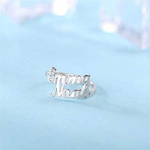 LONAGO Personalized Name Ring Custom Name Plate Stacking Ring Engrave One Two Three Four Names Initial Ring for Women Men Girl in Kuwait