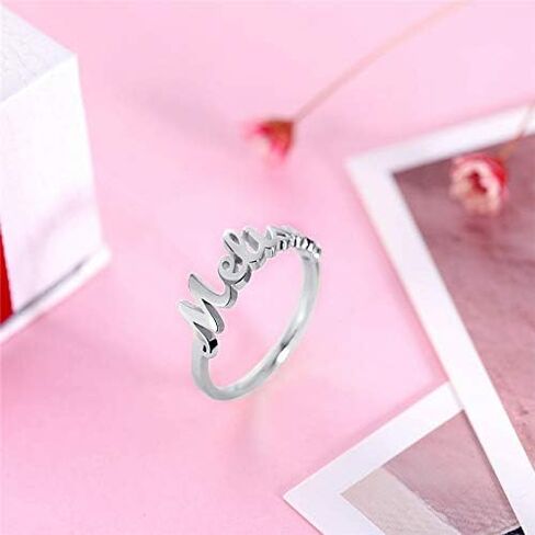 LONAGO Personalized Name Ring Custom Name Plate Stacking Ring Engrave One Two Three Four Names Initial Ring for Women Men Girl in Kuwait