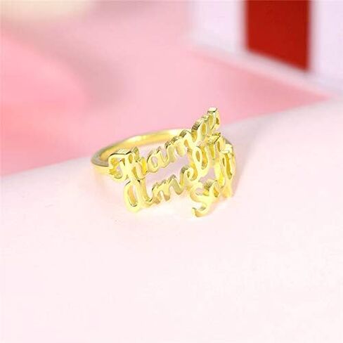 LONAGO Personalized Name Ring Custom Name Plate Stacking Ring Engrave One Two Three Four Names Initial Ring for Women Men Girl in Kuwait
