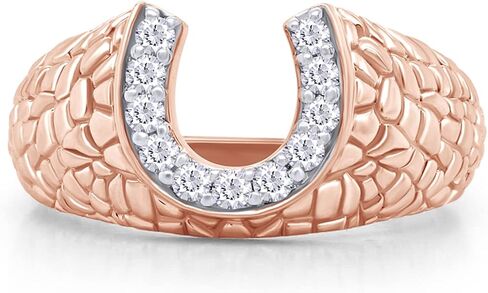 1/5 Carat Round Cut White Natural Diamond Horseshoe Nugget Men's Band Ring In 10k White Gold (0.2 Cttw) in Saudi Arabia
