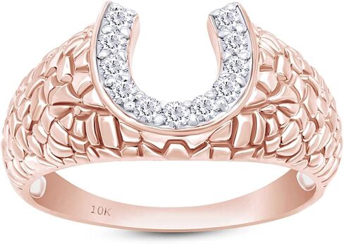 1/5 Carat Round Cut White Natural Diamond Horseshoe Nugget Men's Band Ring In 10k White Gold (0.2 Cttw) in Saudi Arabia