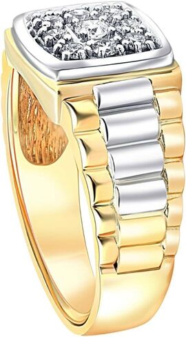 3/8ct Diamond Mens Ring 14k White & Yellow Gold Two Tone in Saudi Arabia
