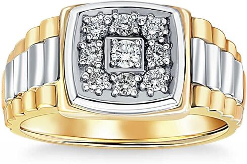 3/8ct Diamond Mens Ring 14k White & Yellow Gold Two Tone in Saudi Arabia