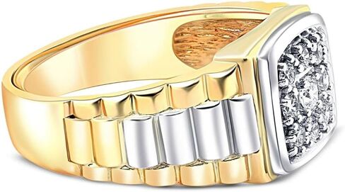 3/8ct Diamond Mens Ring 14k White & Yellow Gold Two Tone in Saudi Arabia