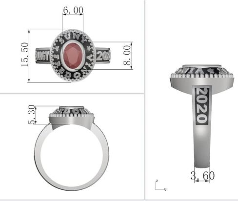 Ccjcinata Customized Sterling Silver high school ladies class rings for girls Collection Fully Personalized for women personalized Christmas Gifts Christmas present for daughter in Kuwait