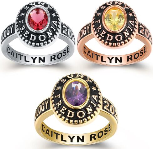 Ccjcinata Customized Sterling Silver high school ladies class rings for girls Collection Fully Personalized for women personalized Christmas Gifts Christmas present for daughter in Kuwait