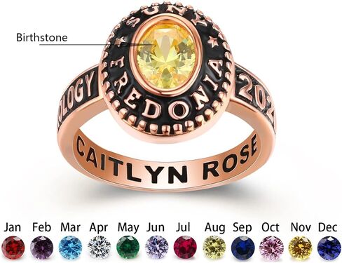 Ccjcinata Customized Sterling Silver high school ladies class rings for girls Collection Fully Personalized for women personalized Christmas Gifts Christmas present for daughter in Kuwait