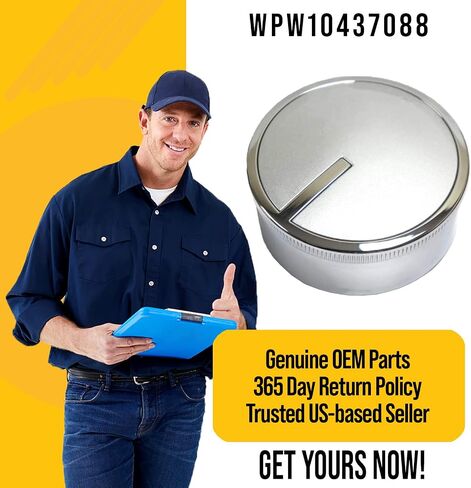 WPW10437088 W10437088 Control Knob Assembly - Compatible Whirlpool Stove Parts - Replaces AP6021400 3020323 PS11754724 - Diameter is Around 2 Inches - Comes in Silver Color in Saudi Arabia