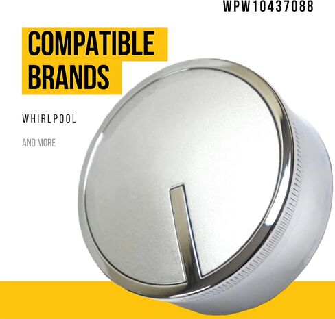 WPW10437088 W10437088 Control Knob Assembly - Compatible Whirlpool Stove Parts - Replaces AP6021400 3020323 PS11754724 - Diameter is Around 2 Inches - Comes in Silver Color in Saudi Arabia